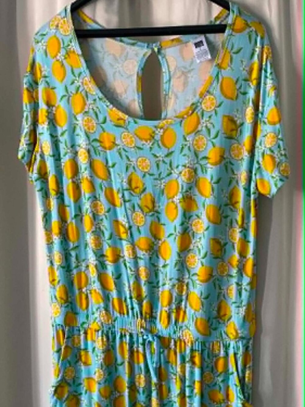Alex's Lemonade Stand Lemon Print Romper Women's Size Large Blue Yellow Stretch